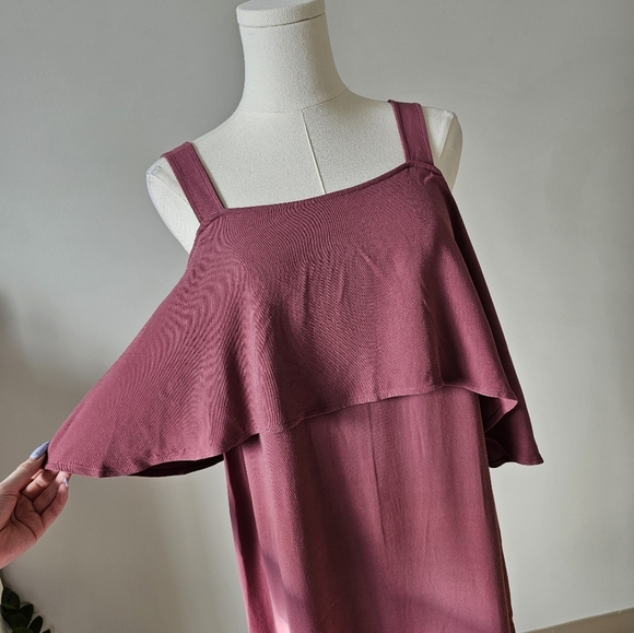 Aritzia Wilfred size medium rose colored midi dress ellipse cold shoulder - Picture 3 of 8